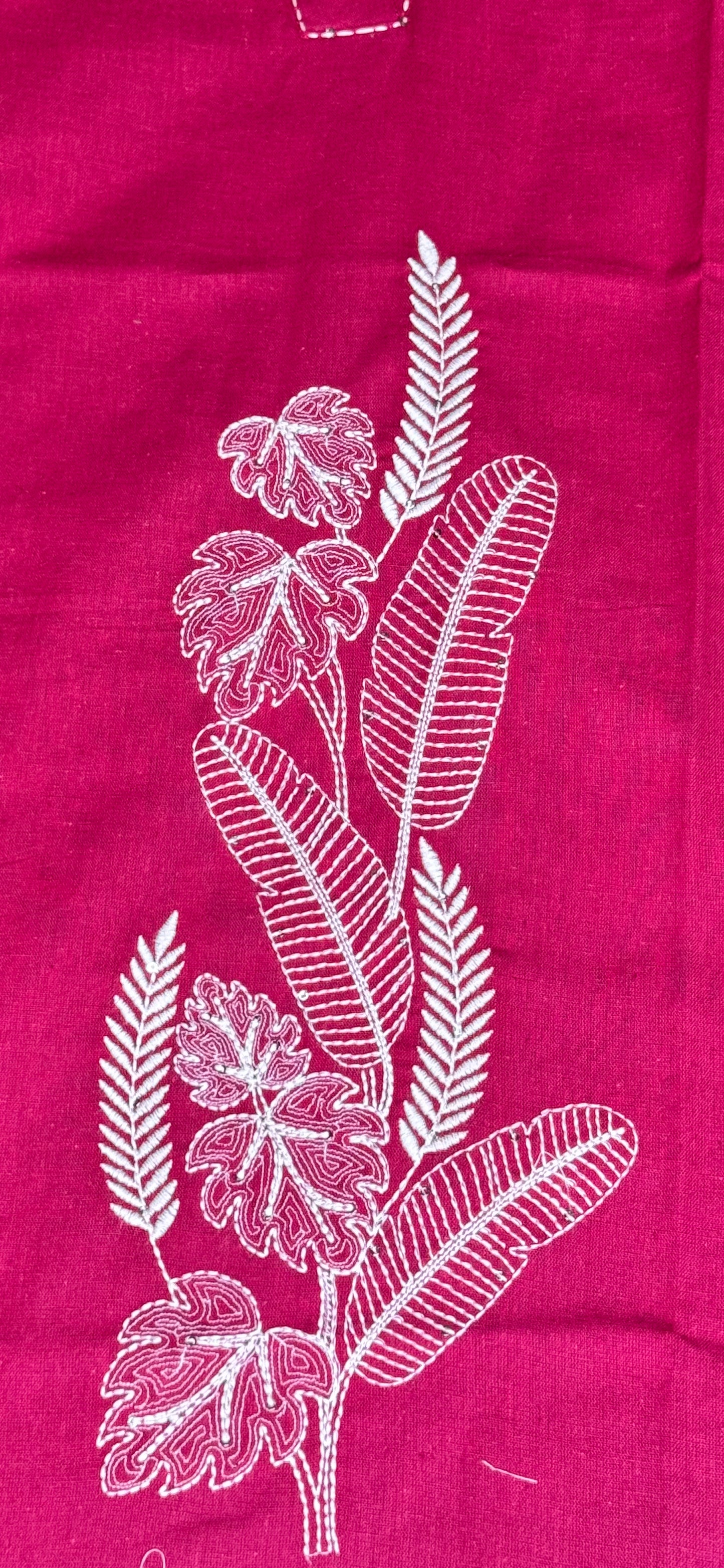 Kurti - Leaf embroidery Dark Red