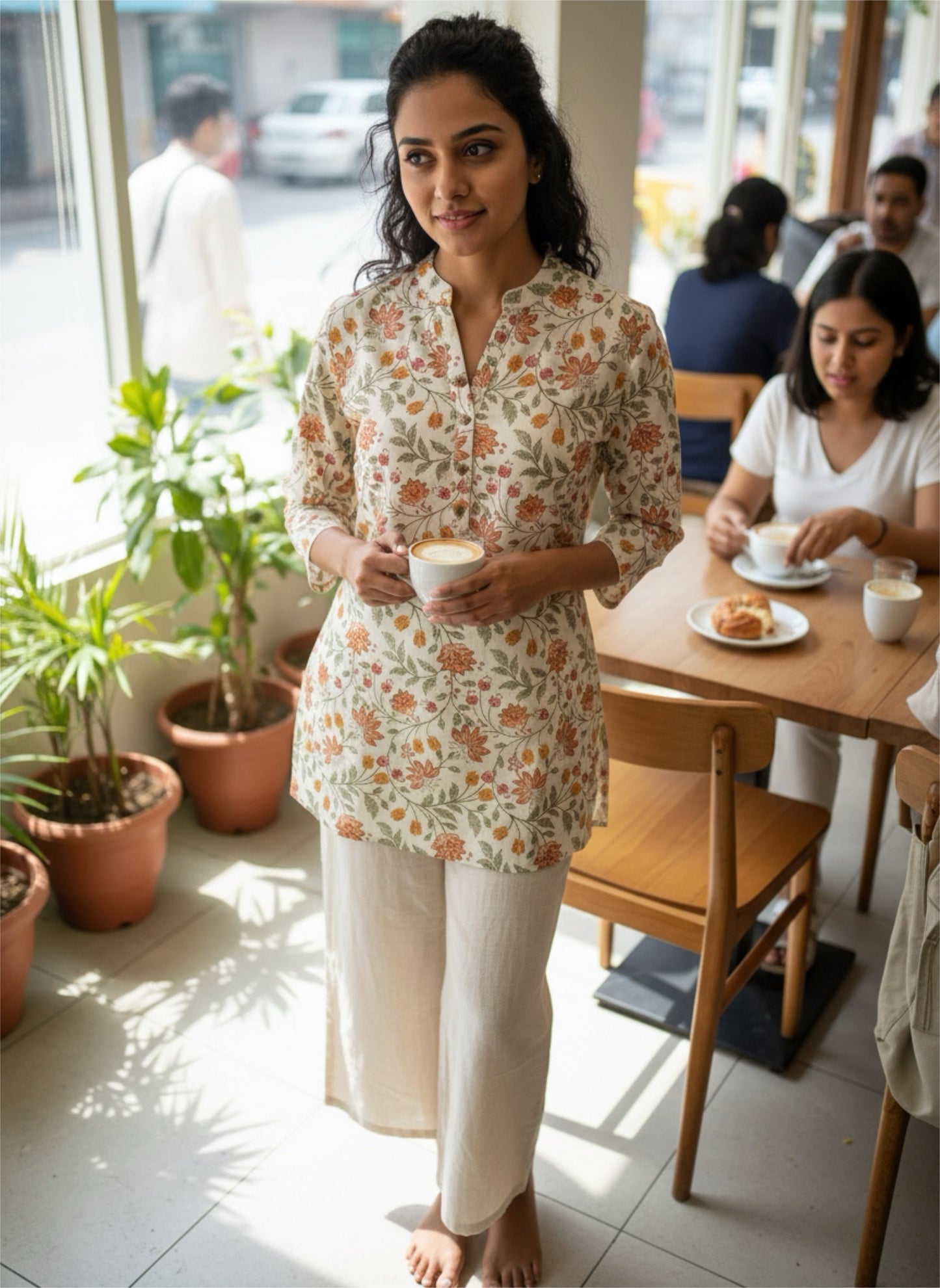 Kurti - Classic leaves and small flower