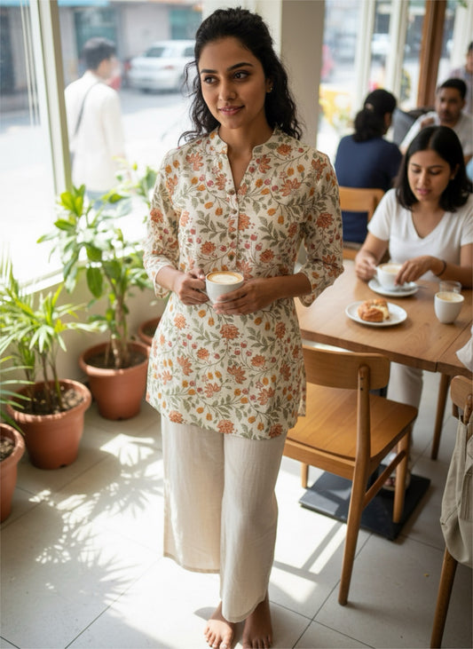 Kurti - Classic leaves and small flower